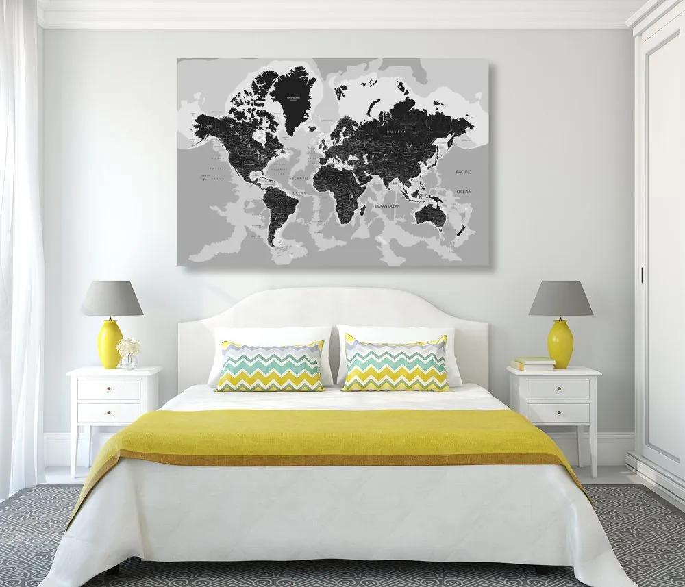 Εικόνα σε φελλό ενός σύγχρονου ασπρόμαυρου χάρτη - 120x80  color mix
