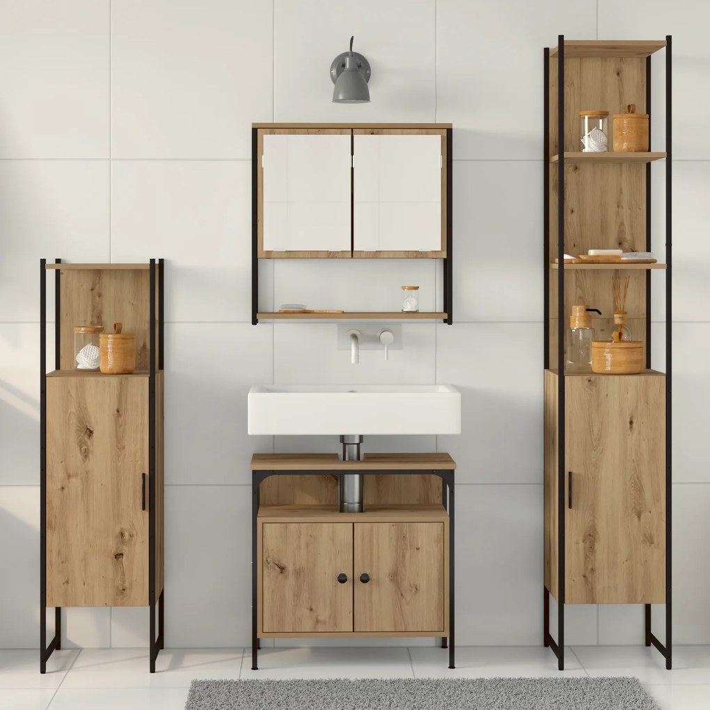 vidaXL Σετ 4 τεμαχίων επίπλων μπάνιου  σε Artisan Oak.