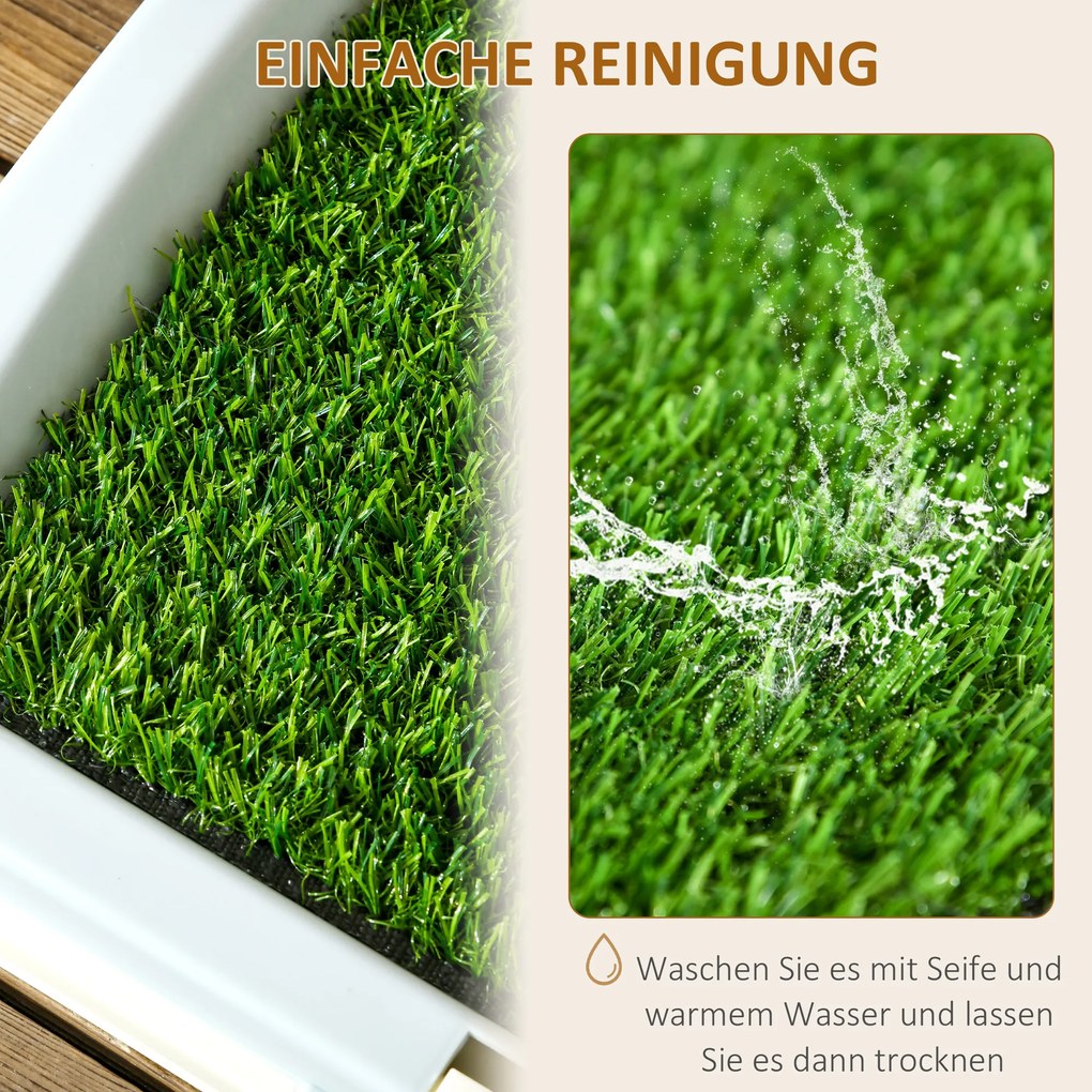 Τουαλέτα Σκύλου PawHut, Τουαλέτα Κουταβιού, 2 Επίπεδα, Τεχνητό Γκαζόν, Επαναχρησιμοποιήσιμη, 63 x 48.5 x 6 cm, Πράσινο + Λευκό