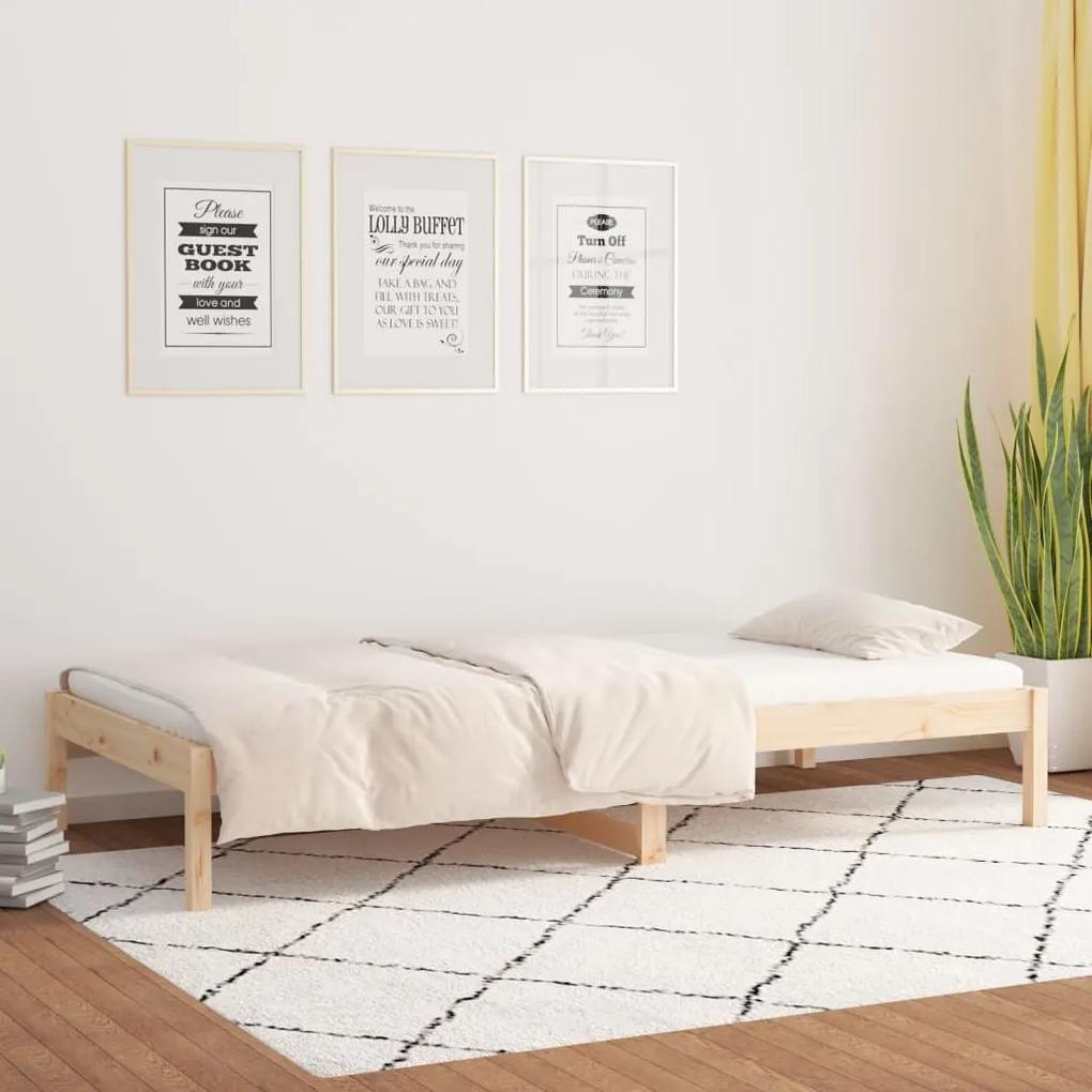 Καναπές Κρεβάτι 90 x 190 εκ. από Μασίφ Ξύλο Πεύκου Single - Καφέ