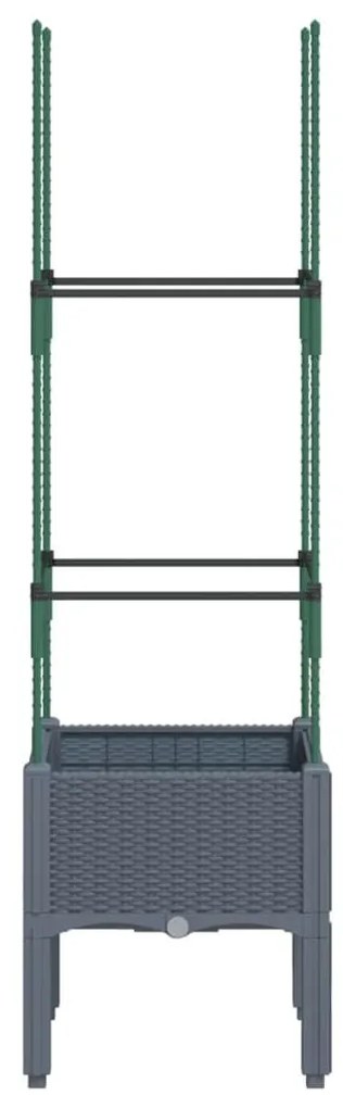 Ζαρντινιέρα Κήπου με Καφασωτό Γκρι 40x40x142,5 εκ. από PP - Γκρι