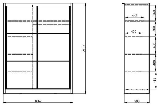 Ντουλάπα Navara με Καθρέφτη 165 Γκρί Δρύς 166x60x215,5 εκ. 166x60x215.5 εκ.