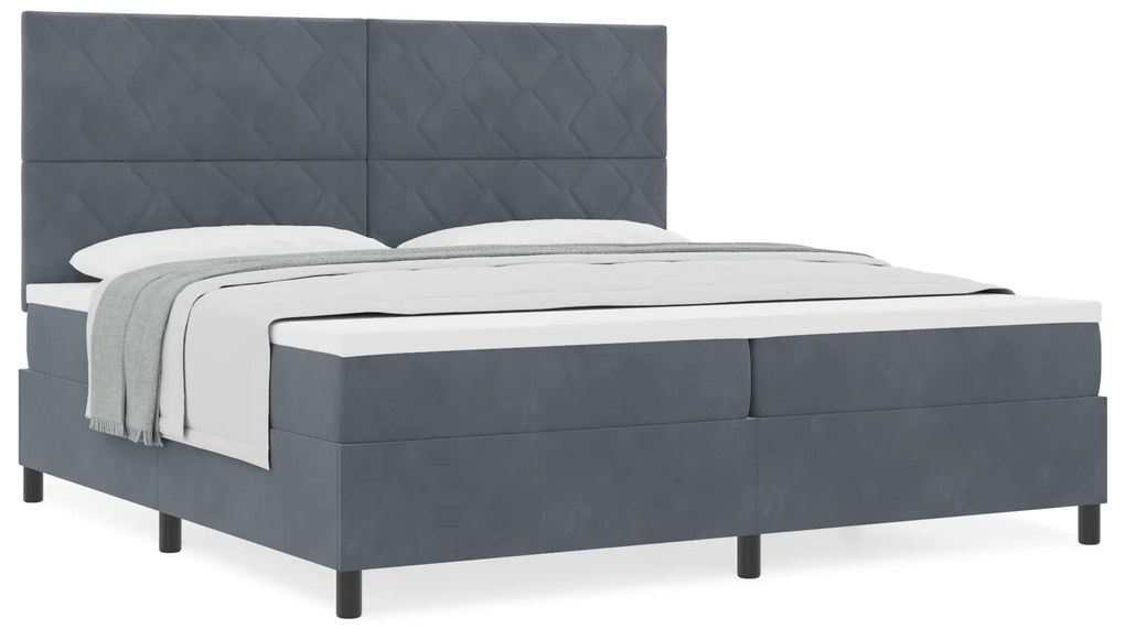 vidaXL κρεβάτι Box Spring με στρώμα Γκρι 200x200 εκ Βελούδο