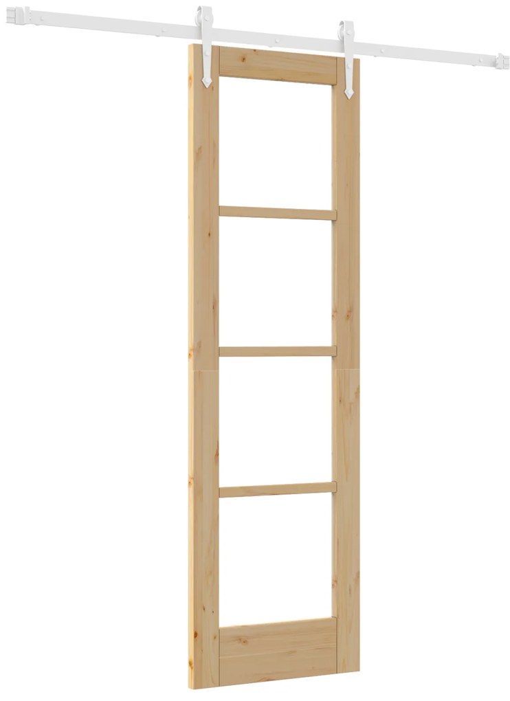 vidaXL Συρόμενη Πόρτα με Σετ Εξαρτημάτων 61x198.5 εκ Μασίφ Ξύλο Πεύκου