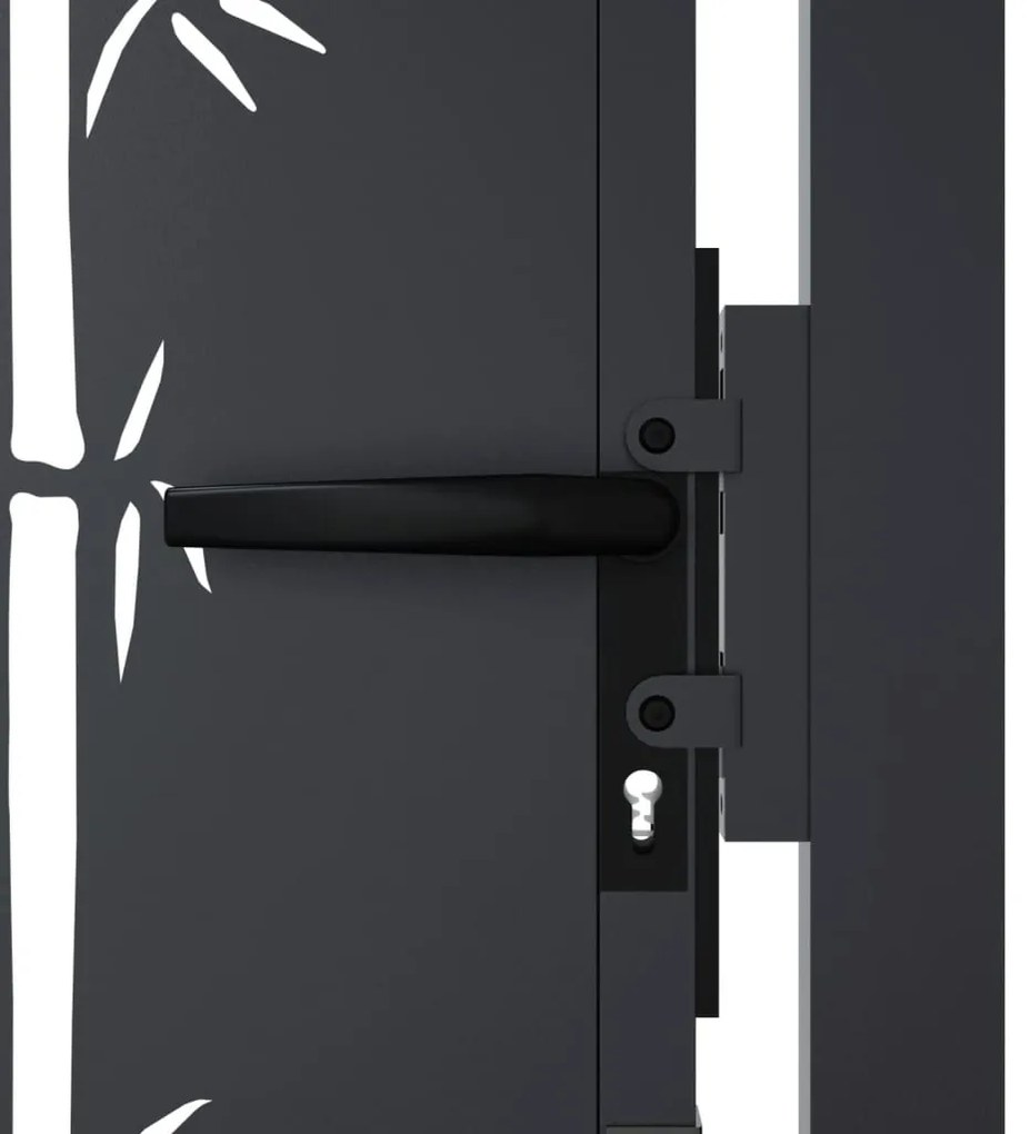 vidaXL Πόρτα Κήπου Ανθρακί 100x100 εκ. Σχέδιο Ατσάλινου Μπαμπού