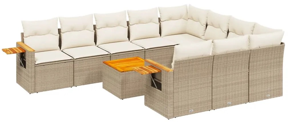 vidaXL Σαλόνι Κήπου Σετ 11 τεμ. Μπεζ Συνθετικό Ρατάν με Μαξιλάρια