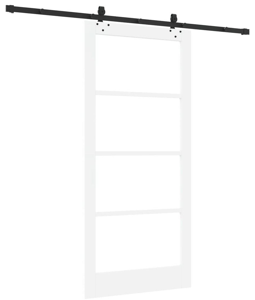 vidaXL Συρόμενη Πόρτα  με Σετ Υλικών Λευκό 93x202 εκ. Συμπαγές Ξύλο Πεύκου