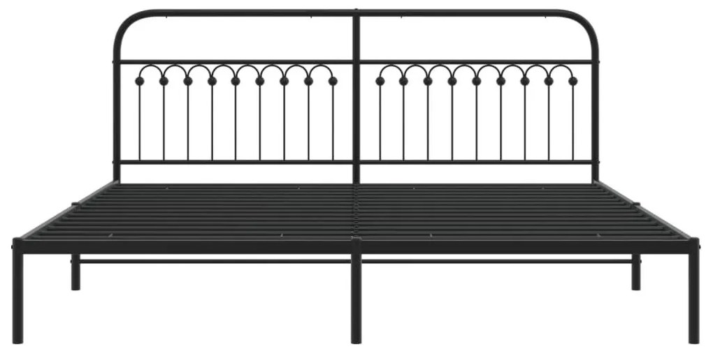 Πλαίσιο Κρεβατιού με Κεφαλάρι Μαύρο 200 x 200 εκ. Μεταλλικό - Μαύρο