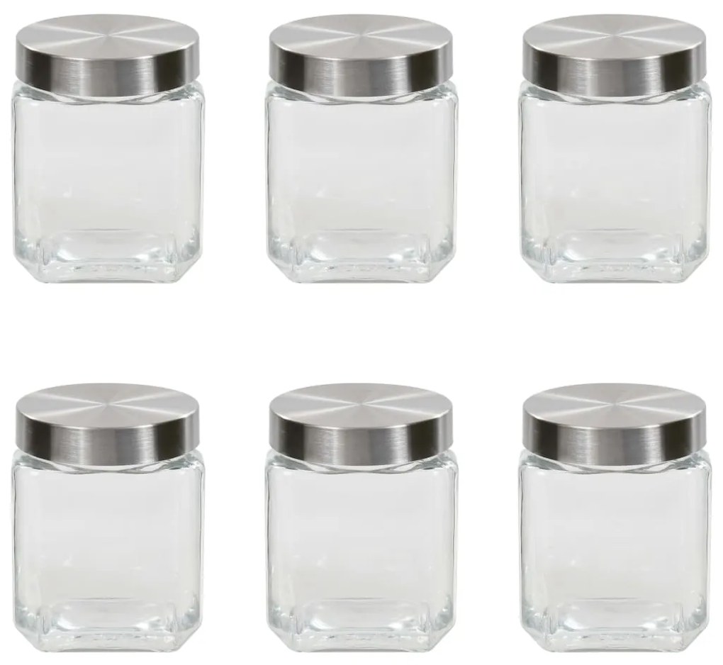 vidaXL Βάζα Αποθήκευσης 6 τεμ. 1200 ml με Ασημί Καπάκι