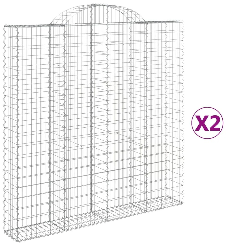 vidaXL Συρματοκιβώτια Τοξωτά 2 τεμ. 200x30x200/220 εκ. Γαλβαν. Ατσάλι