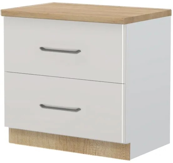 Επιδαπέδιο ντουλάπι Modena R-90-2F-Λευκό - Γκρι ανοιχτό - 90.00Χ60.00Χ88.00cm