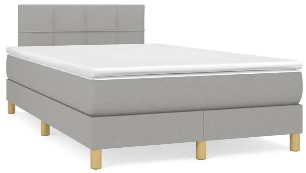 Κρεβάτι Boxspring με Στρώμα Ανοιχτό Γκρι 120x190 εκ. Υφασμάτινο - Γκρι