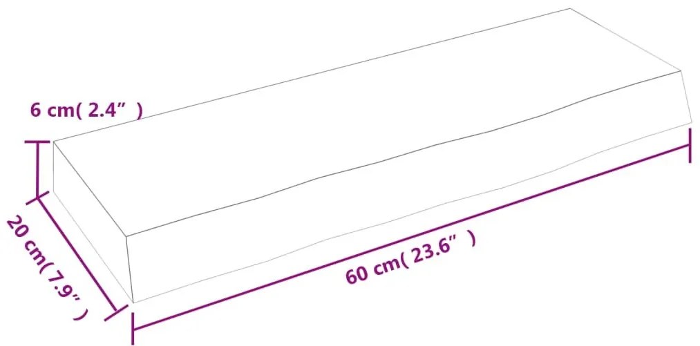 Ράφι Τοίχου Σκούρο Καφέ 60x20x6 εκ. Επεξεργ. Μασίφ Ξύλο Δρυός - Καφέ