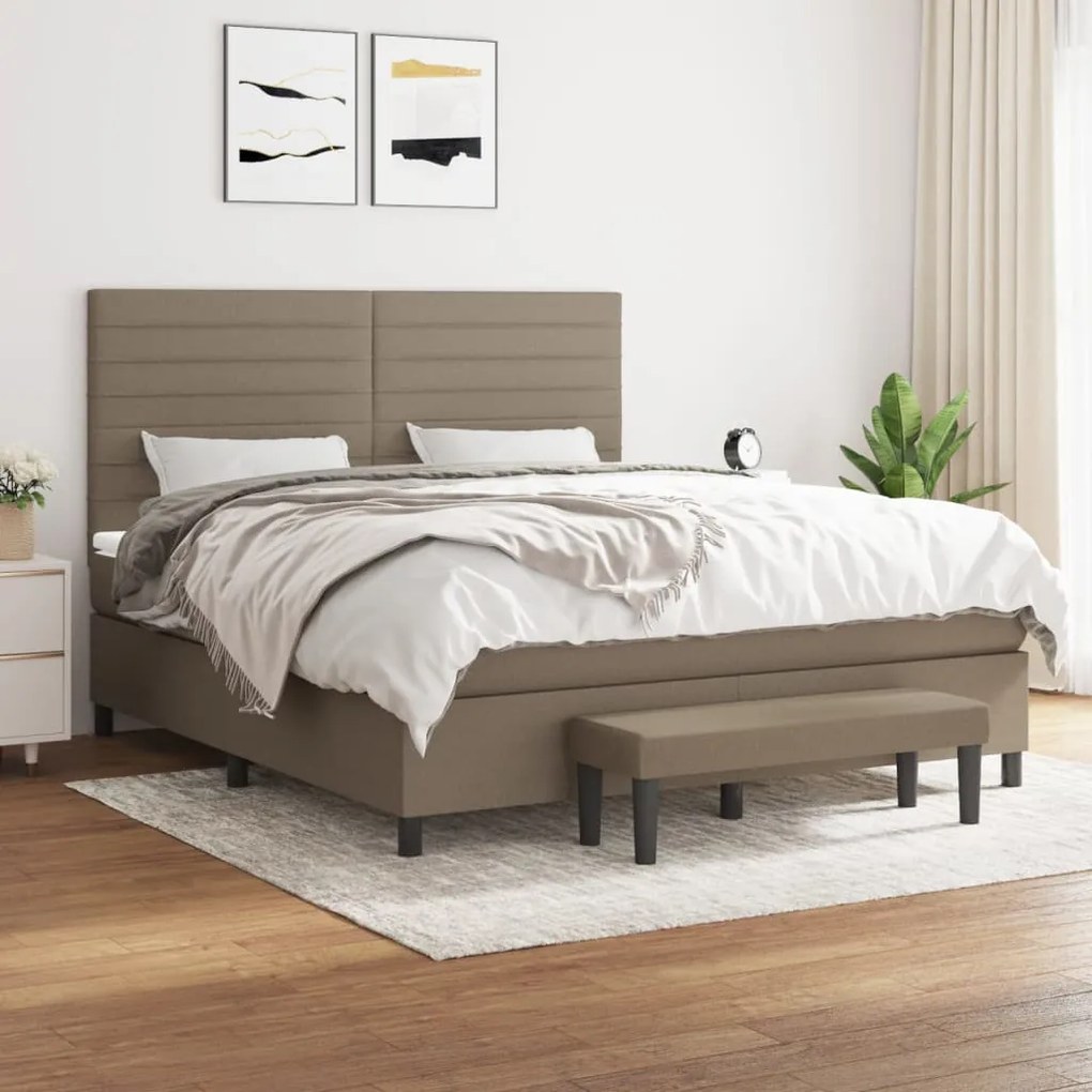 Κρεβάτι Boxspring με Στρώμα Taupe 180x200 εκ. Υφασμάτινο