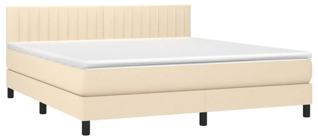 ΚΡΕΒΑΤΙ BOXSPRING ΜΕ ΣΤΡΩΜΑ &amp; LED ΚΡΕΜ 160X200 ΕΚ. ΥΦΑΣΜΑΤΙΝΟ 3133330