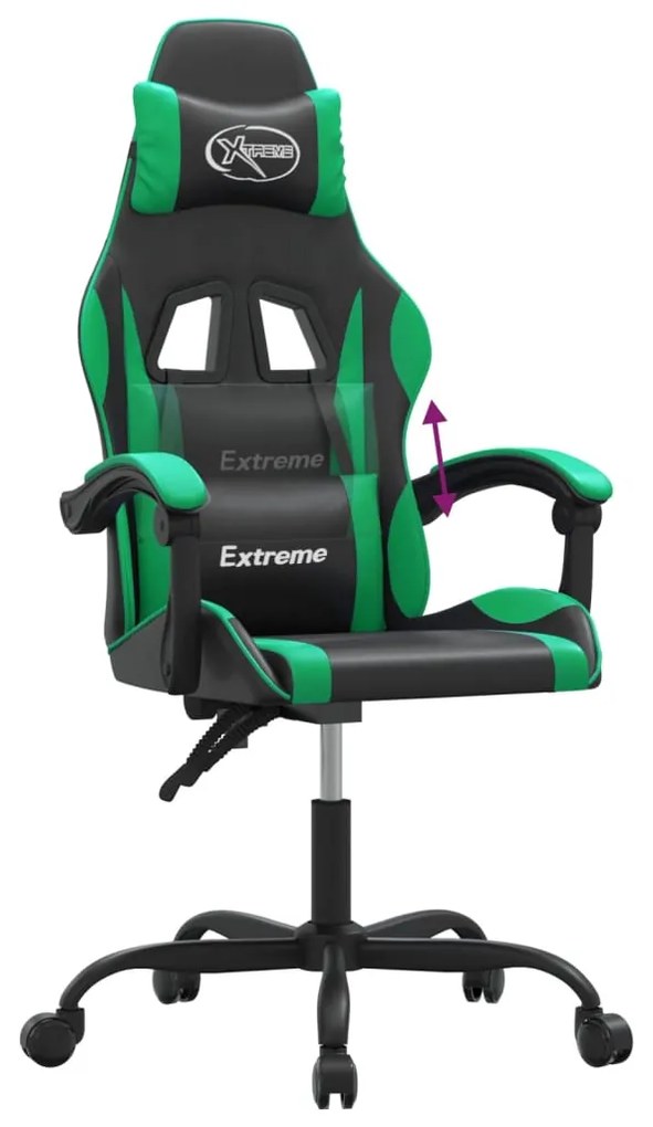 vidaXL Καρέκλα Gaming Μαύρο/πράσινο από Συνθετικό Δέρμα