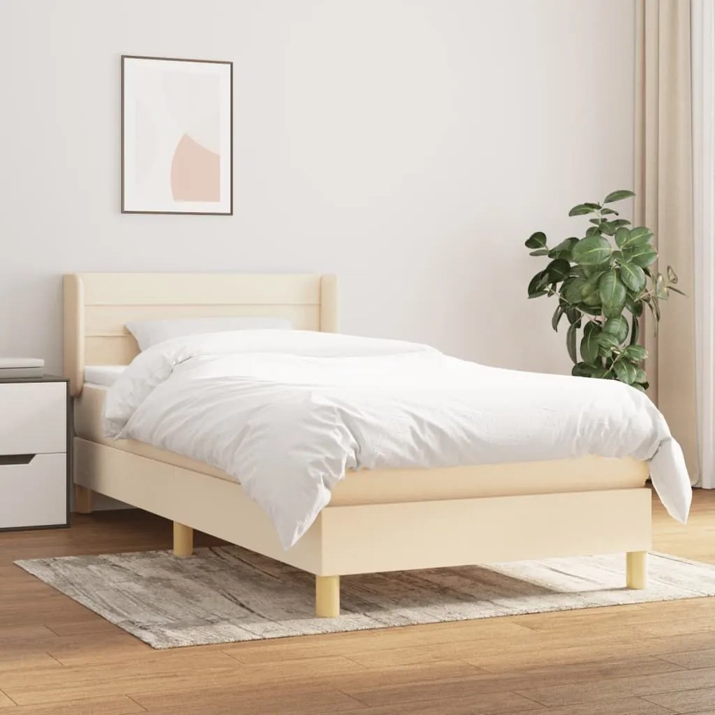 ΚΡΕΒΑΤΙ BOXSPRING ΜΕ ΣΤΡΩΜΑ ΚΡΕΜ 90X200 ΕΚ.ΥΦΑΣΜΑΤΙΝΟ 3130326