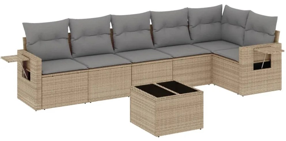 vidaXL Σαλόνι Κήπου Σετ 7 τεμ. Μπεζ Συνθετικό Ρατάν με Μαξιλάρια