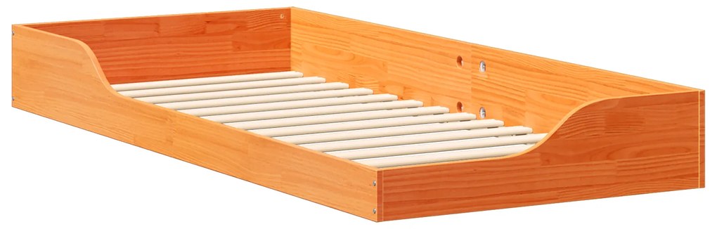 vidaXL Κρεβάτι δαπέδου Καφέ κεριού 80 x 210 cm Στερεό Ξύλο