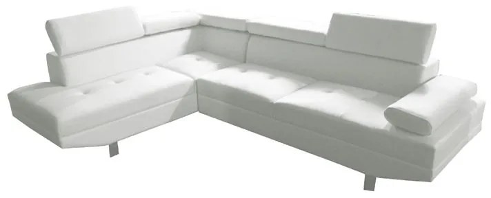WOODWELL SECTOR Καναπές Σαλονιού Δεξιά Γωνία, Ανακλινόμενα Κεφαλάρια, Pu Άσπρο 265x191x82cm H.82cm Ε989,5R