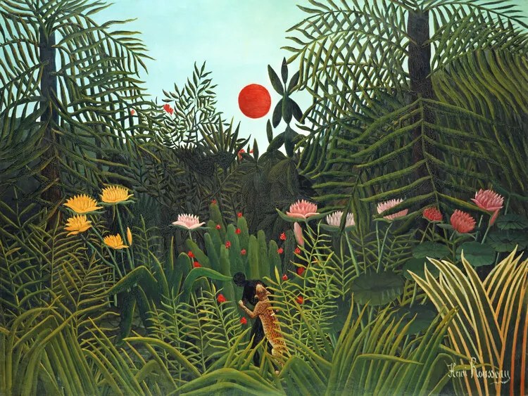 Αναπαραγωγή Setting Sun in the Virgin Forest, Henri Rousseau