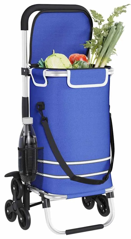 vidaXL Καρότσι Αγορών Μπλε 47 x 39 x 100.5 εκ. Ύφασμα Oxford