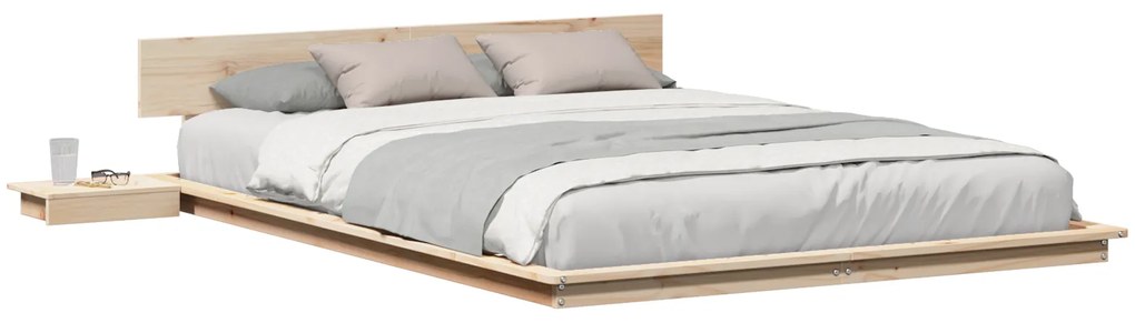 vidaXL Κρεβάτι Πλατφόρμα με Κομοδίνα 140x200cm Μασίφ Ξύλο