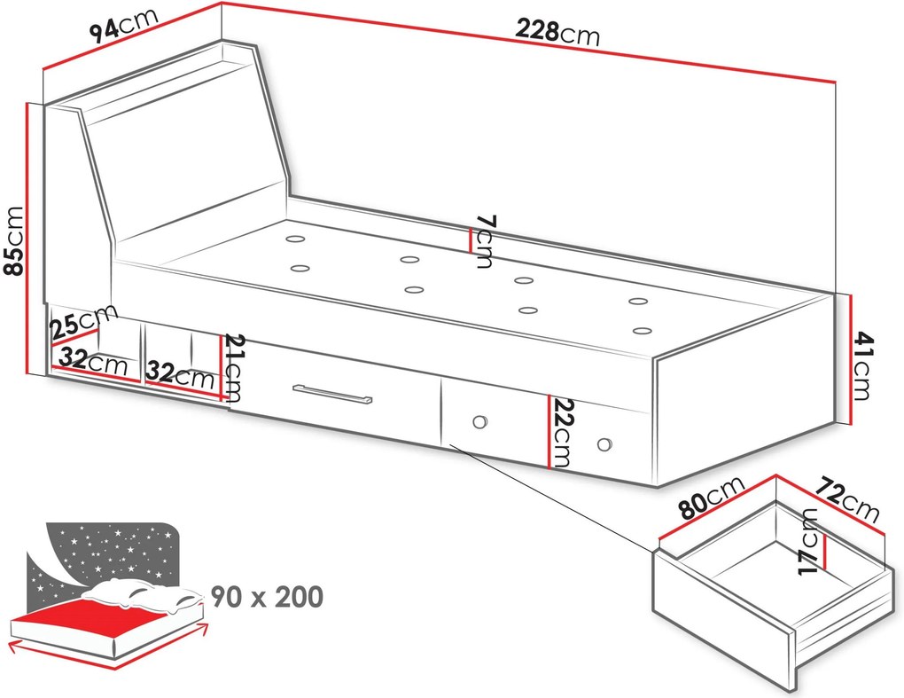 Κρεβάτι Step-90 x 200 εκ.