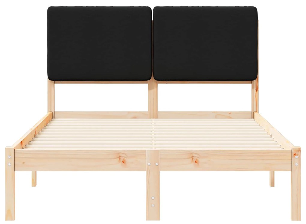 vidaXL Σκελετός Κρεβατιού με Επενδεδυμένο Κεφαλάρι Μαύρο 135 x 190 cm