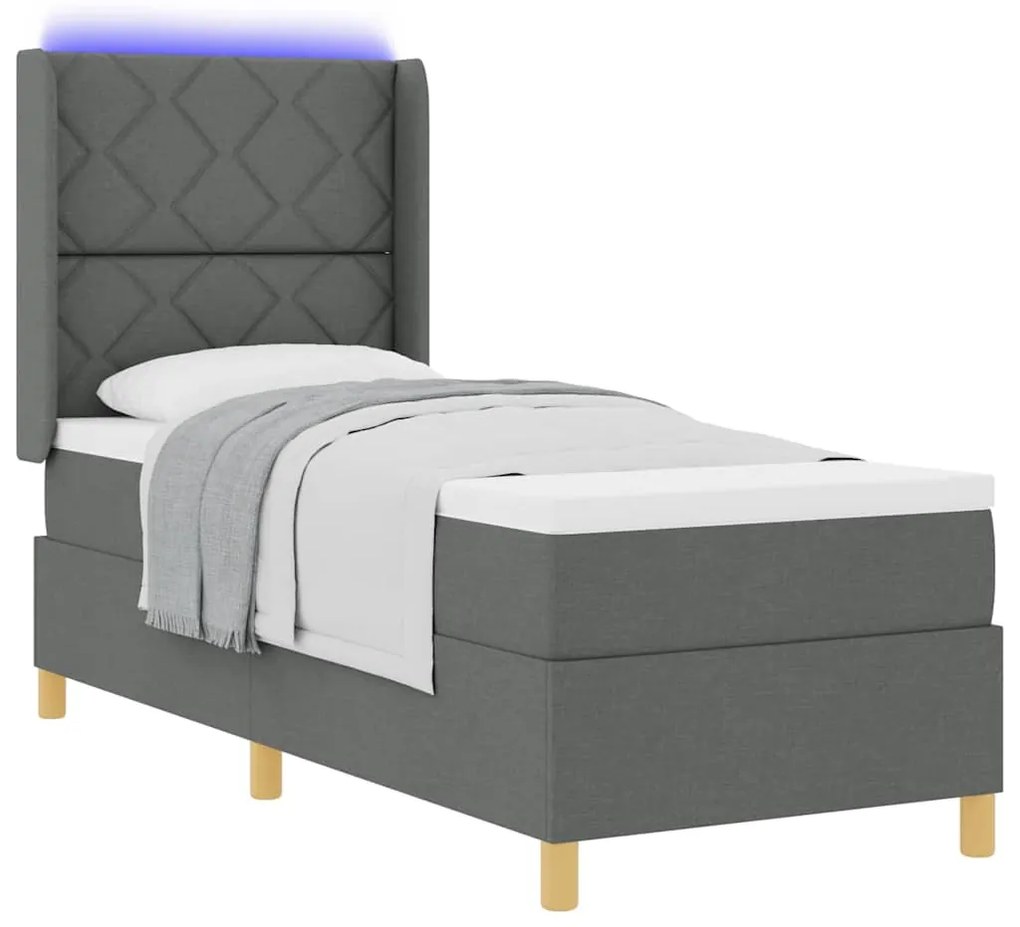 vidaXL Κρεβάτι με ελατήρια με στρώμα Γκρι 80 x 200 cm ύφασμα