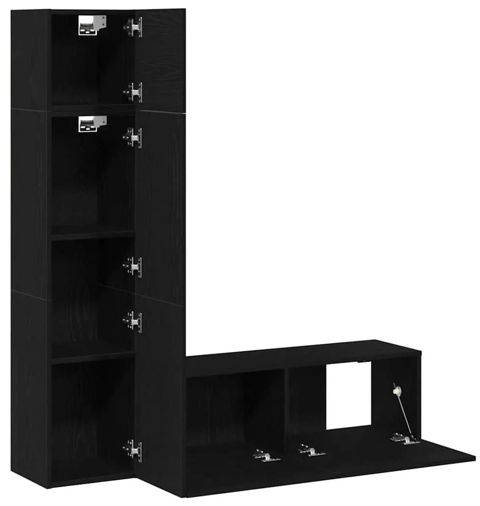 vidaXL Σετ επίπλου τηλεόρασης 4 pcs Μαύρη Οξυά 130,5 x 30 x 140 εκ