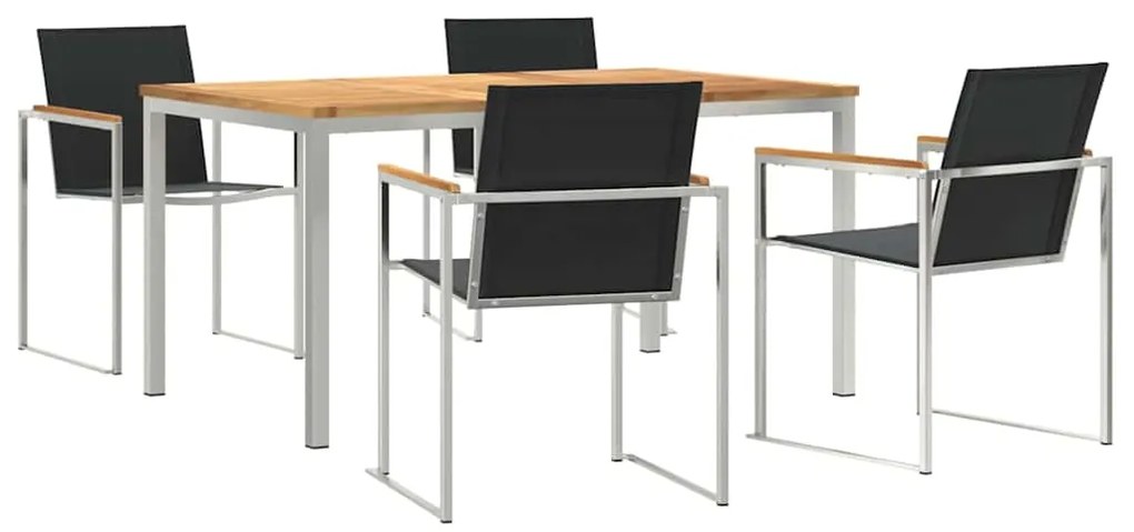 vidaXL Σέτ φαγητού για κήπο 5 pcs Καφέ Στερεό Ξύλο Τίκ