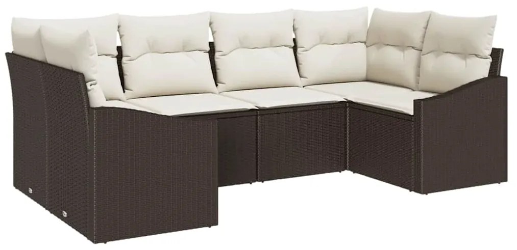 vidaXL Σετ Καναπέ Κήπου 6 pcs Καφέ Πολυ ράταν