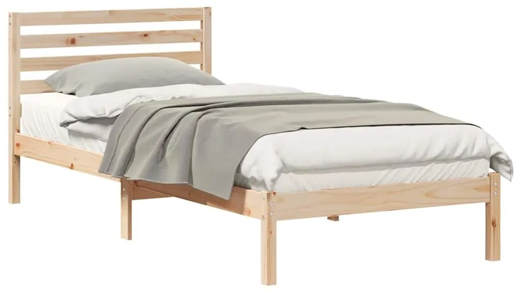 vidaXL Σκελετός Κρεβατιού Καφέ 90 x 220 cm Στερεά ξυλεία πεύκου