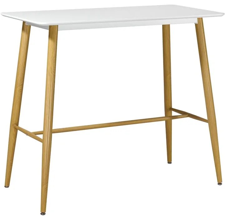 LAVIDA Τραπέζι BAR Μέταλλο Βαφή Φυσικό, Άσπρο MDF 120x60x106cm