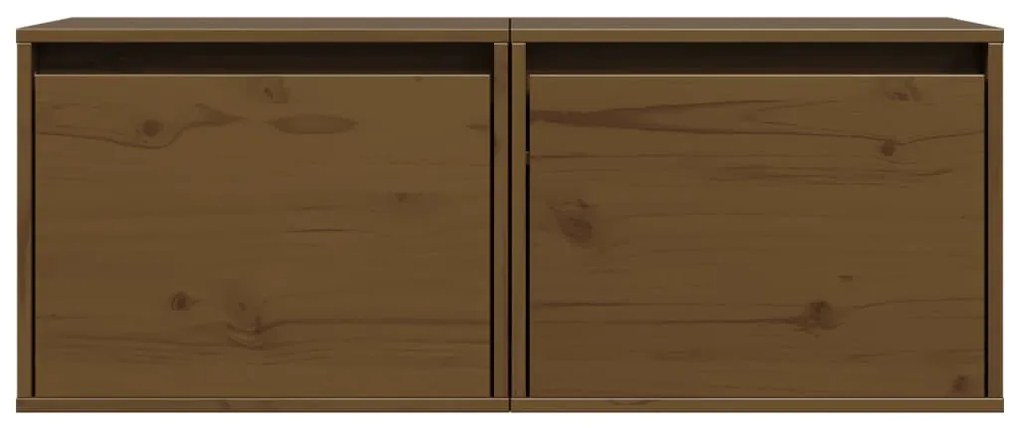 vidaXL Ντουλάπια Τοίχου 2 τεμ. Καφέ Μελί 45x30x35 εκ Μασίφ Ξύλο Πεύκου
