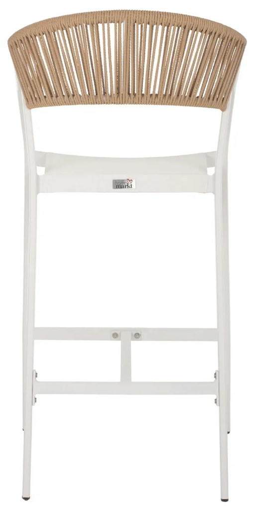 ΣΚΑΜΠΟ ΑΛΟΥΜΙΝΙΟΥ ΛΕΥΚΟ ΜΕ ΜΠΡΑΤΣΑ RATTAN &amp; TEXTLINE 56x58x105Yεκ. 56x58x105 εκ.