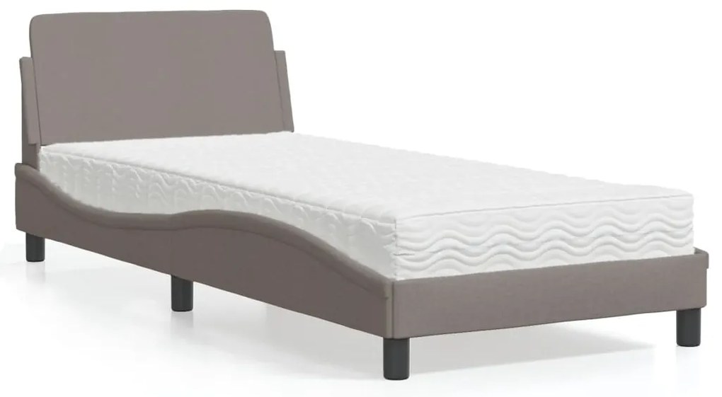 vidaXL Κρεβάτι με Στρώμα Taupe 80x200 εκ. Υφασμάτινο