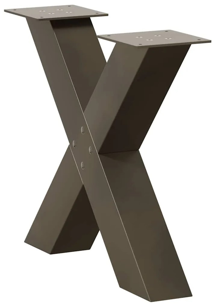 vidaXL Πόδια Τραπεζιού Σαλονιού σε Σχήμα Χ, 2 τεμ. από Φυσικό Ατσάλι 60x(42-43) εκ. Ατσάλι