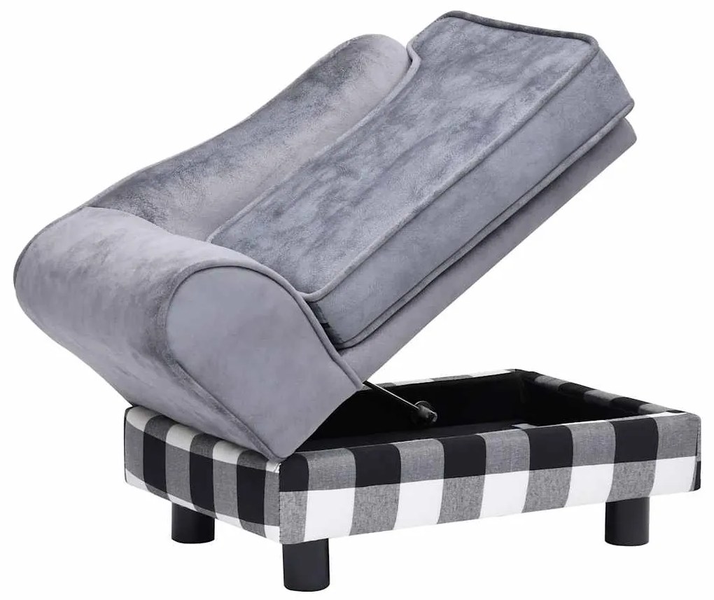 vidaXL Καναπές - Κρεβάτι Σκύλου Γκρι 57 x 34 x 36 εκ. Βελουτέ