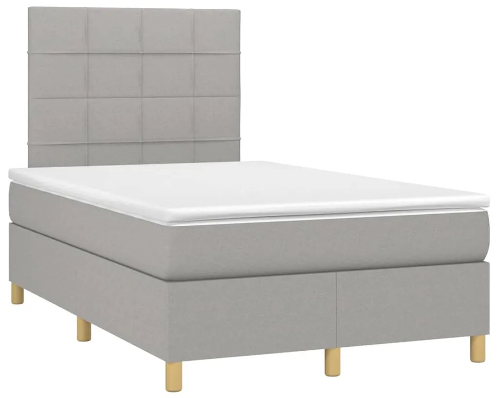 vidaXL Κρεβάτι Boxspring με Στρώμα Ανοιχτό Γκρι 120x190 εκ. Υφασμάτινο