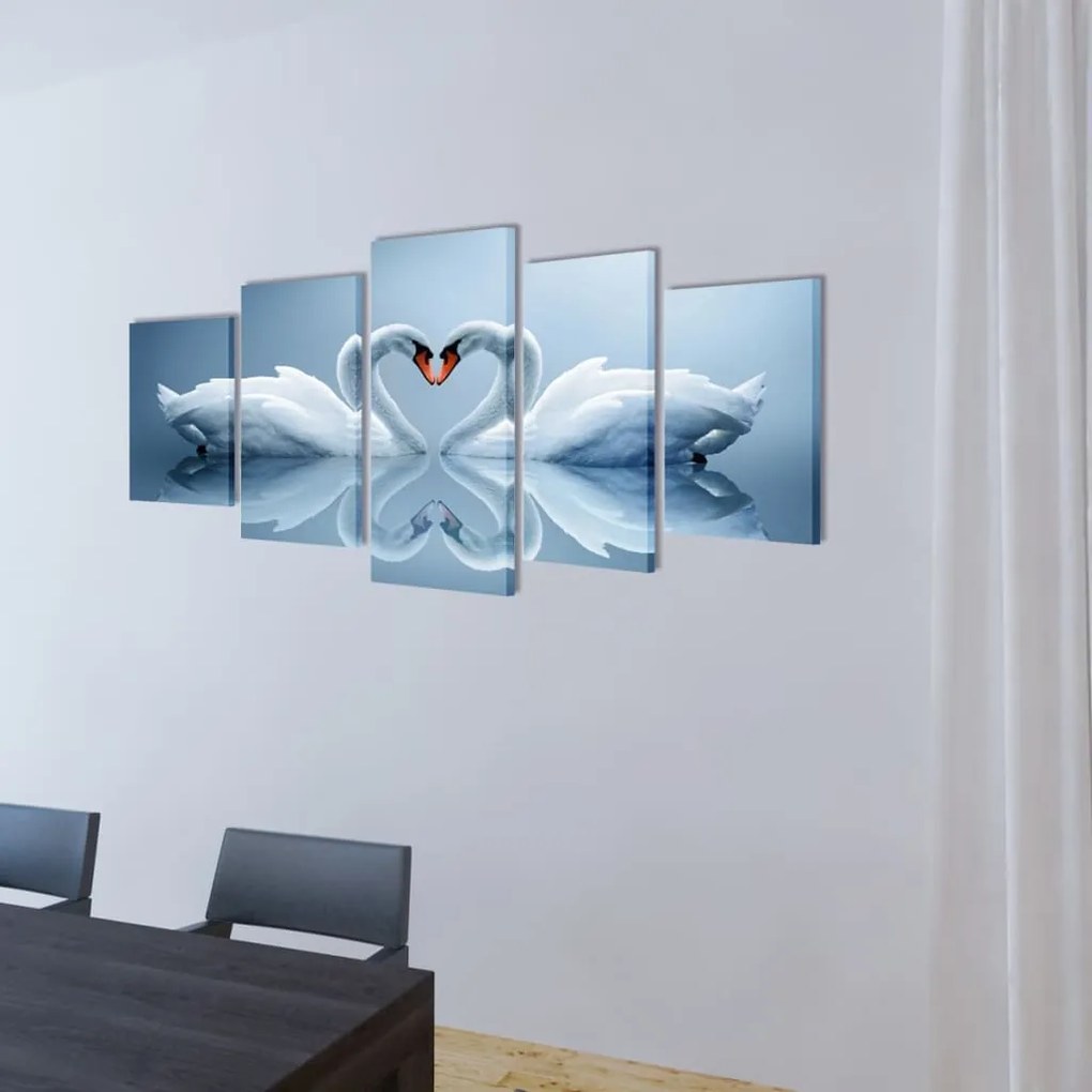 vidaXL Πίνακας σε Καμβά Σετ Κύκνοι 100 x 50 εκ.