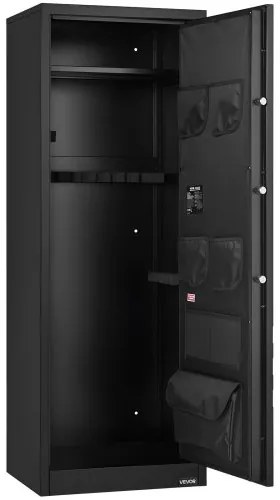 VEVOR 10-12 Gun Safe, Long Gun Cabinet for Rifles and Pistols, Quick Access Fireproof Rifle Safe with 4 Pistol Pockets and 3 Adjustable Racks, Large Digital Cabinet with Key and Password Lock
