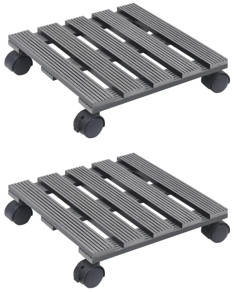 vidaXL Βάσεις για Γλάστρες με Ρόδες 2 τεμ. Γκρι 30x30x7,5 εκ. από WPC