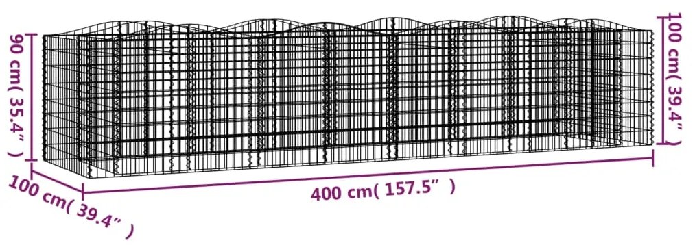 vidaXL Συρματοκιβώτιο Τοξωτό 400x100x100 εκ. από Γαλβανισμένο Σίδερο