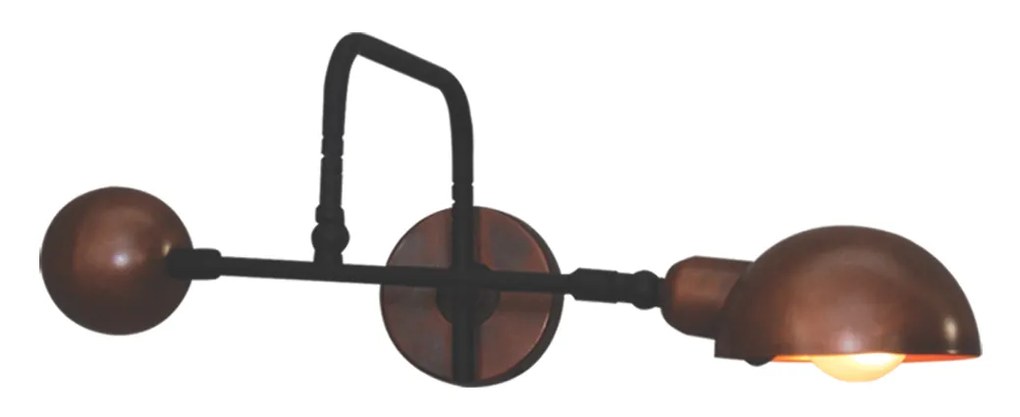 Φωτιστικό Τοίχου - Απλίκα HL-3539-1 M OLIVER OLD COPPER &amp; BLACK WALL LAMP - 21W - 50W - 77-3874