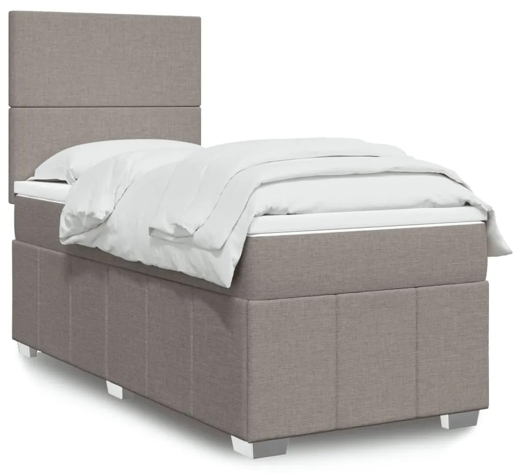 Κρεβάτι Boxspring με Στρώμα Taupe 90x200 εκ. Υφασμάτινο