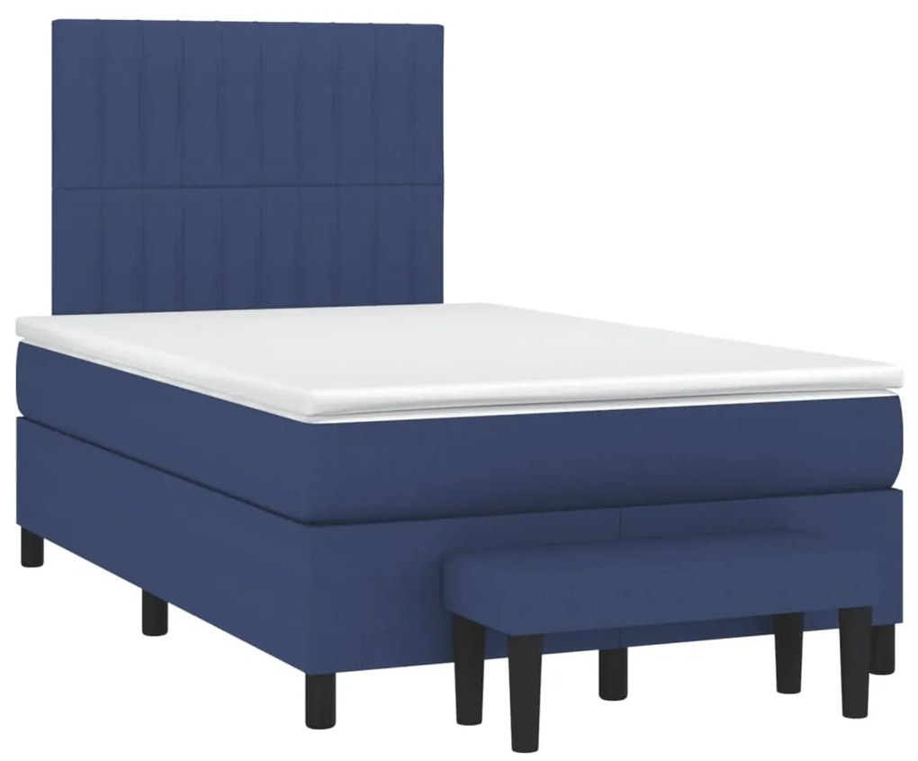 vidaXL Κρεβάτι Boxspring με Στρώμα Μπλε 120x190 εκ. Υφασμάτινο