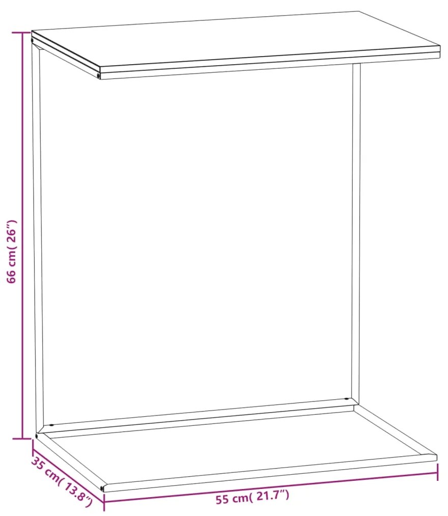 vidaXL Τραπέζι Βοηθητικό Μαύρο 55x35x66 εκ. από Επεξεργασμένο Ξύλο