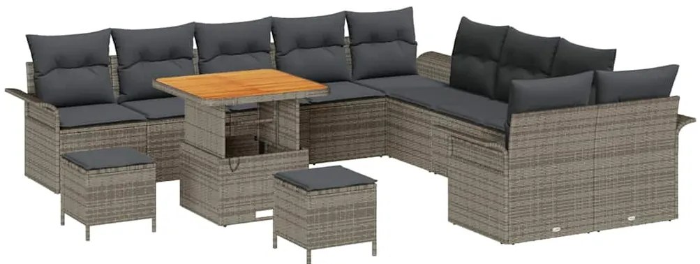 vidaXL Σετ Καναπέ Κήπου με μαξιλάρι 13 pcs Γκρι συνθετικό ρατάν